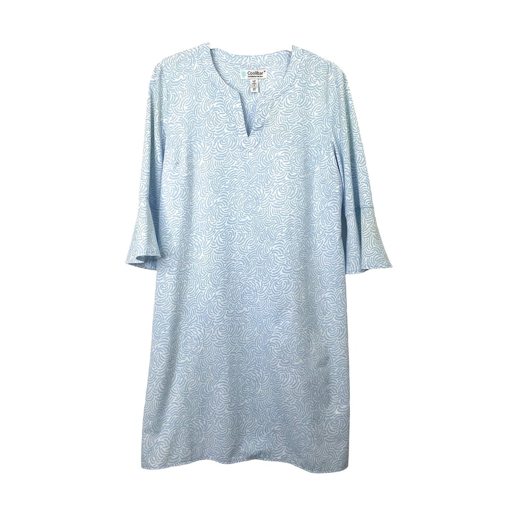 Coolibar UPF 50+ printed lightweight‎ dress Size S blue white